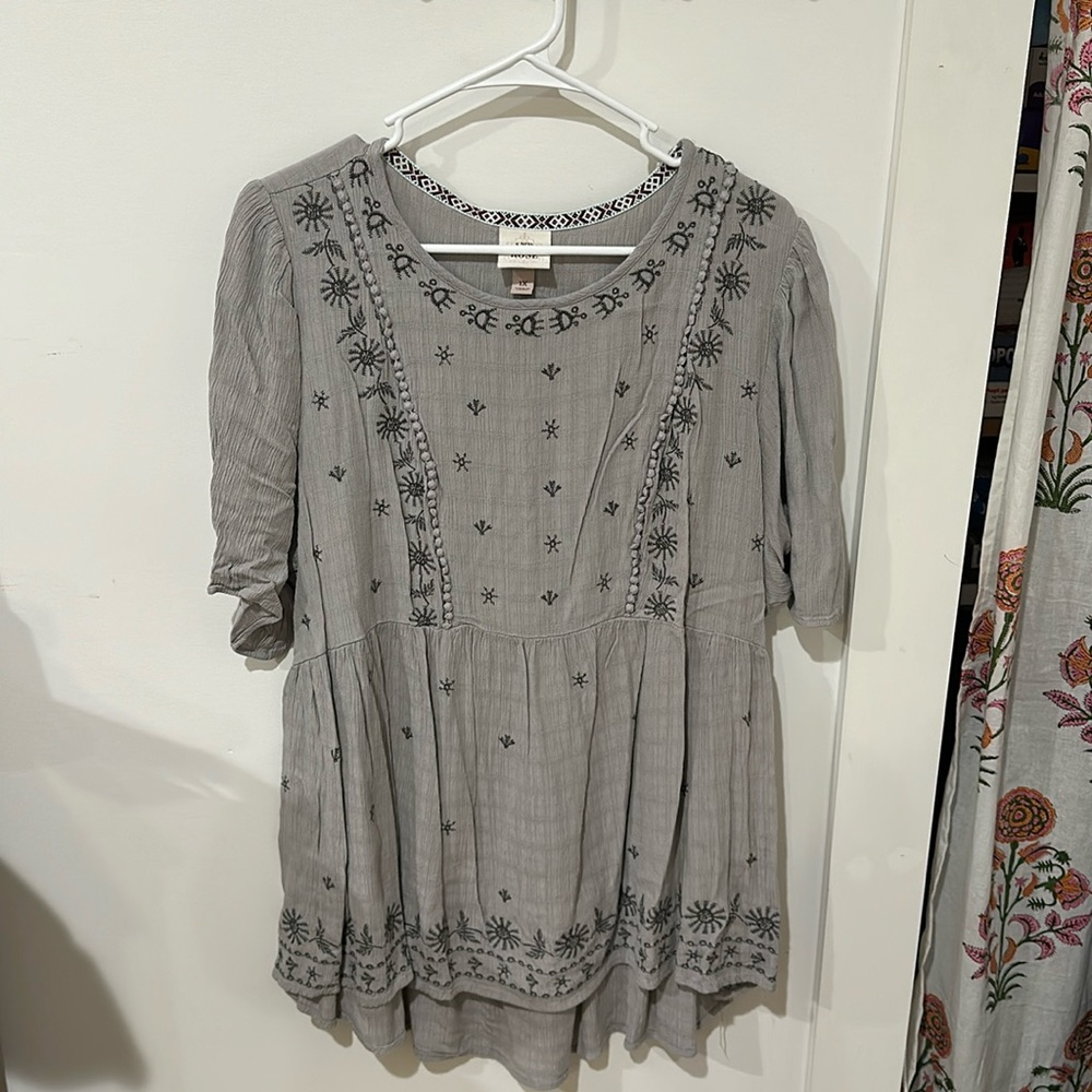 Knox Rose Embroidered Blouse - 1X